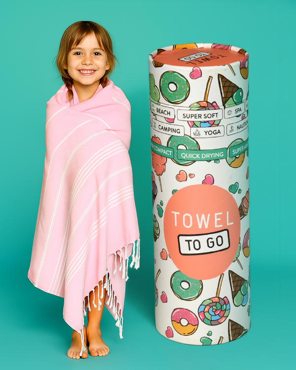 Ipanema Kinder Hamamtuch mit Geschenkbox – Rosa, 100 % Baumwolle