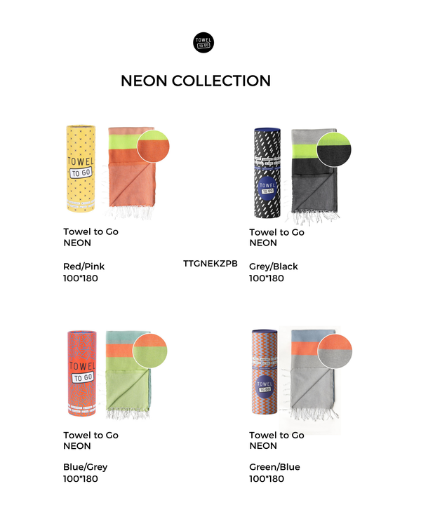Neon Strandtuch mit Geschenkbox, Recycelte Baumwolle – Grau & Schwarz