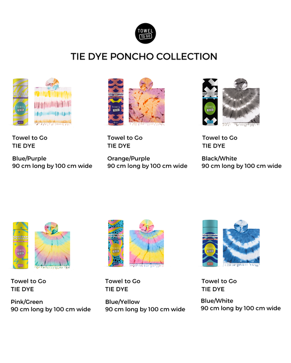 Tie Dye Hooded Beach Poncho with Recycled Gift Box, Pink, Green