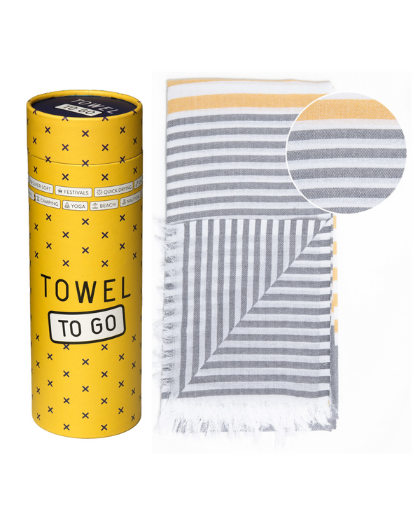 Towel to Go Bali Hammam Beach Towel Grey Mustard