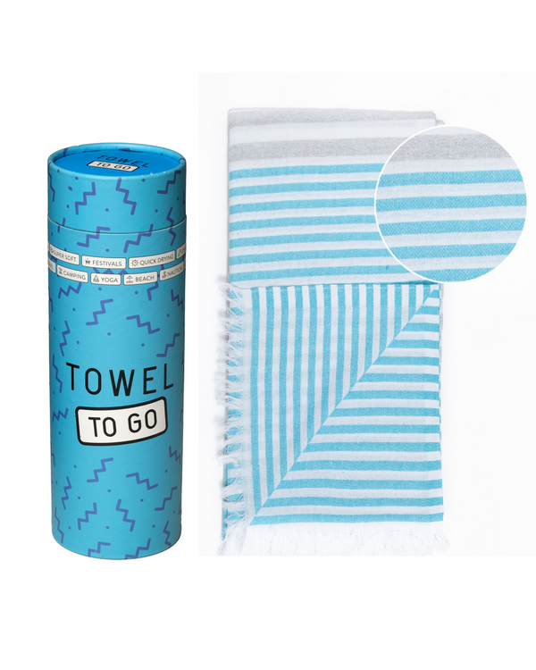 Towel to Go Bali Hammam Beach Towel Blue Grey