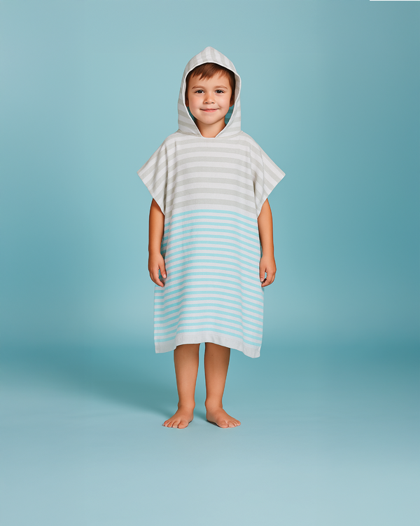 Playa Kids Poncho Towel with Recycled Gift Box, Blue