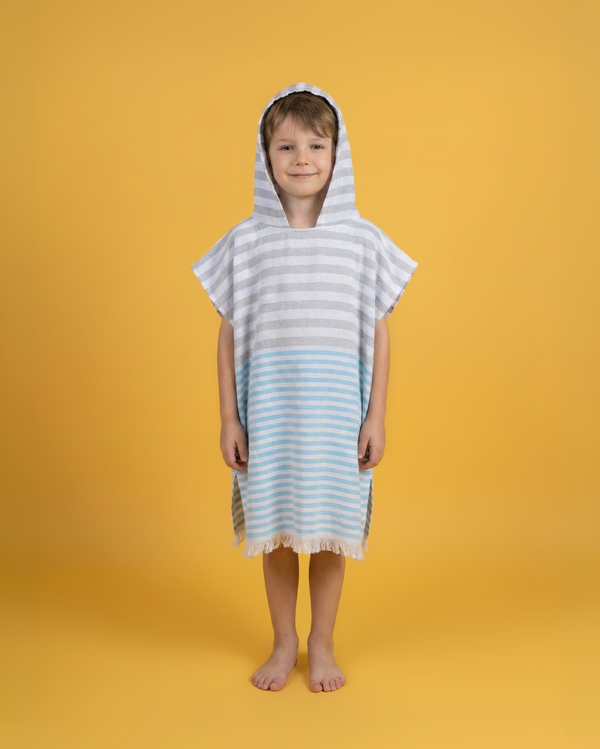 Playa Kinderponcho mit Geschenkbox – Blau, 100 % Baumwolle