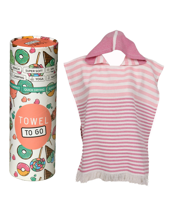 Playa Kinderponcho mit Geschenkbox – Rosa, 100 % Baumwolle