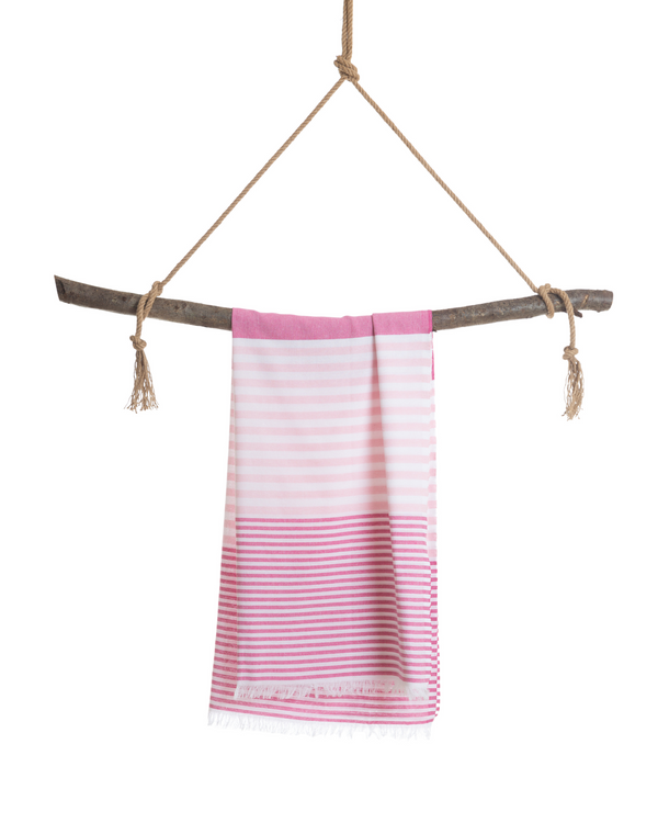 Serviette de plage Bali Hammam avec coffret cadeau recyclé, fuchsia, rose
