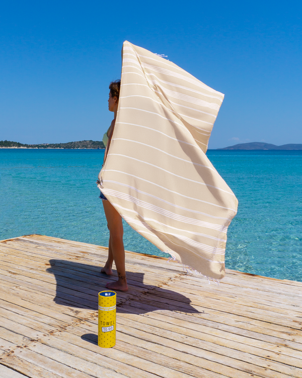 Capri Hammam Towel with Recycled Gift Box, Beige