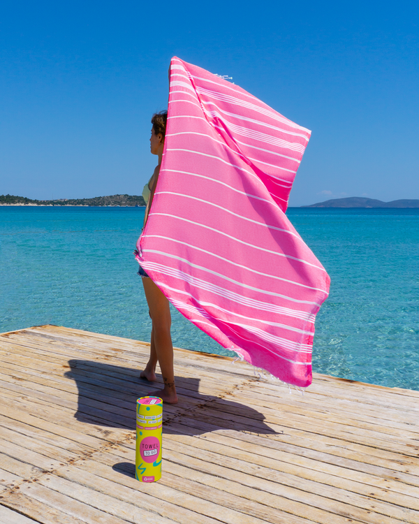 Capri Hammam Towel with Recycled Gift Box, Fushia