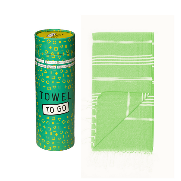Serviette de hammam Capri à emporter avec boîte cadeau recyclée, verte