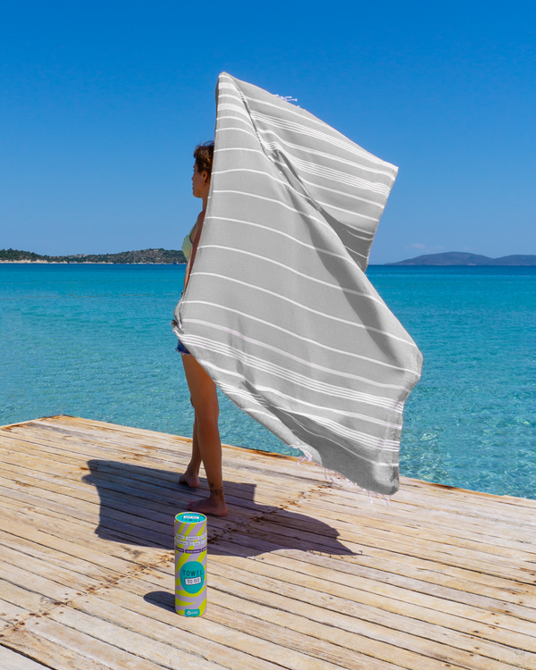 Capri Hammam Towel with Recycled Gift Box, Grey