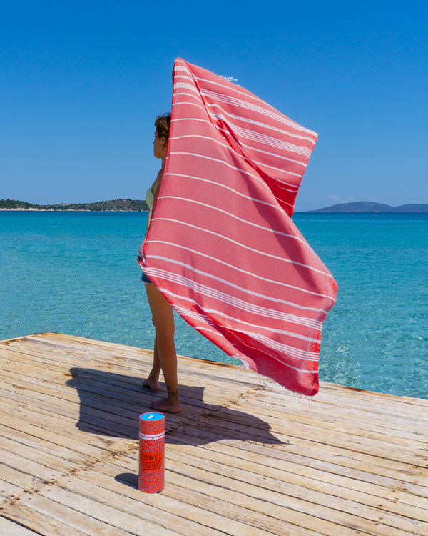 Capri Hammam Towel with Recycled Gift Box, Red