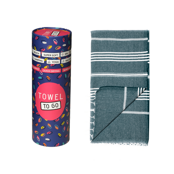 Capri Hammam Towel with Recycled Gift Box, Dark Blue