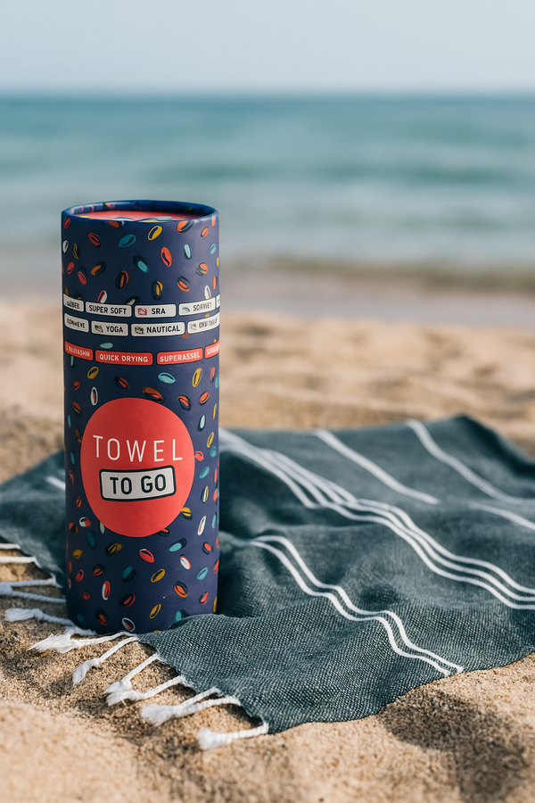 Capri Hammam Towel with Recycled Gift Box, Dark Blue