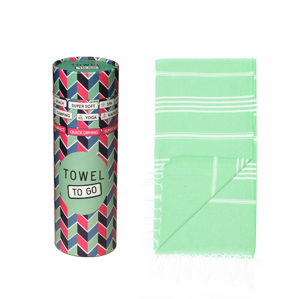 Serviette de hammam Capri à emporter avec coffret cadeau recyclé, menthe