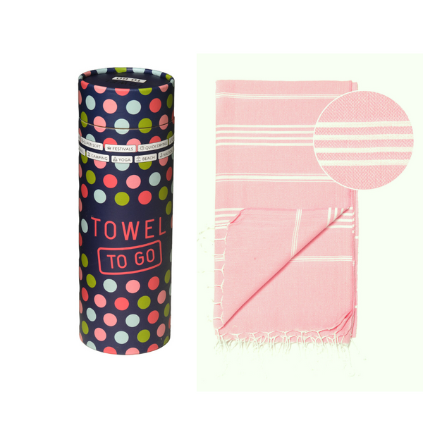 Serviette de hammam Capri à emporter avec boîte cadeau recyclée, rose