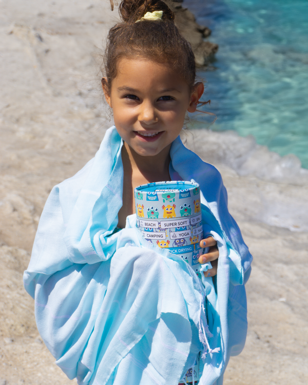 Ipanema Kids Hammam Turkish Towel with Recycled Gift Box, Mint