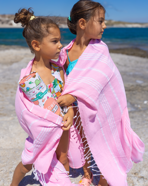 Ipanema Kids Hammam Turkish Towel with Recycled Gift Box, Pink