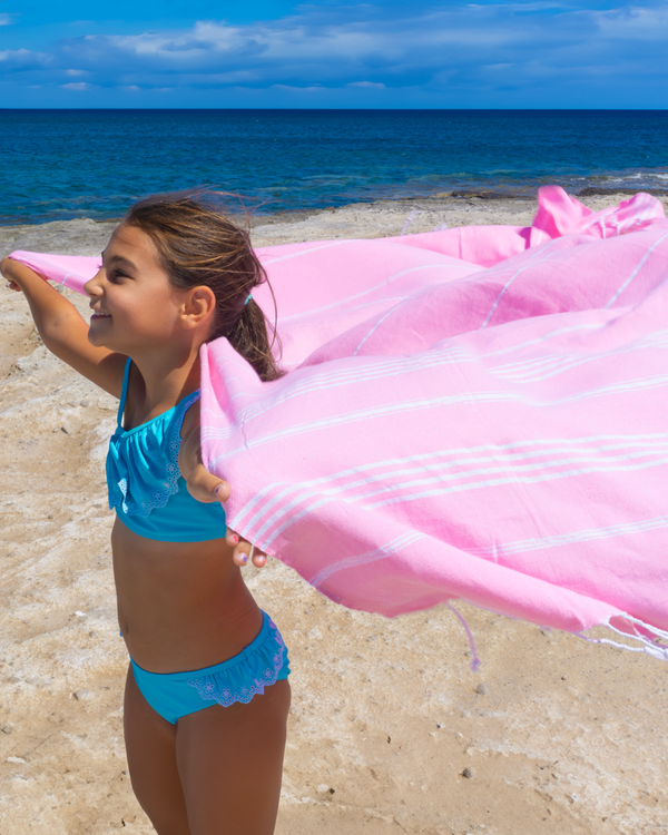 Ipanema Kinder Hamamtuch mit Geschenkbox – Rosa, 100 % Baumwolle