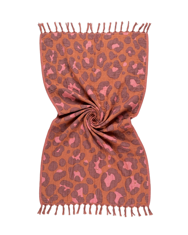Schnelltrocknendes Baumwollhandtuch – leichtes Strand- & Reisehandtuch – Camel & Altrosa – Jacquard Neon Safari