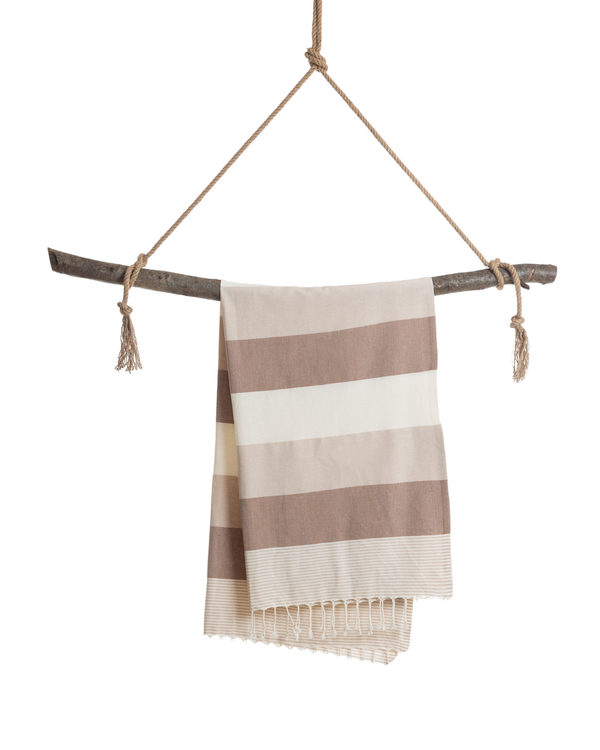Palermo Hamamtuch mit Geschenkbox – Beige & Braun, 100 % Baumwolle