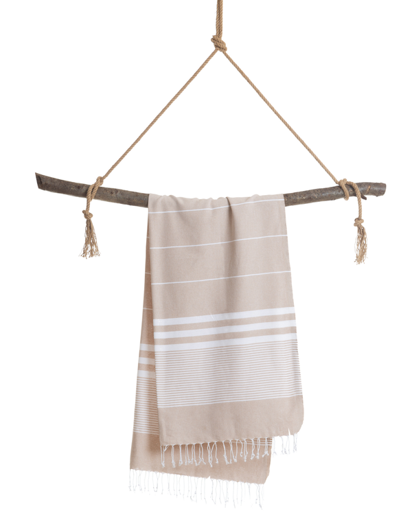Serviette de hammam Malibu avec coffret cadeau recyclé, beige