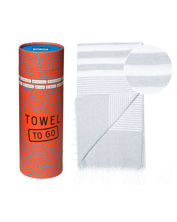 Serviette de hammam Malibu avec coffret cadeau recyclé, gris