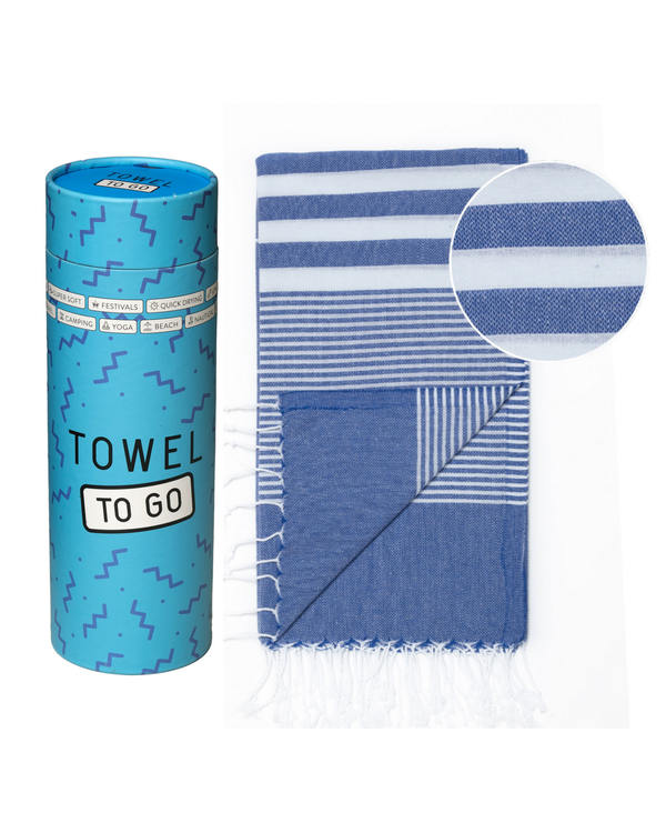 Serviette de hammam Malibu avec coffret cadeau recyclé, bleu