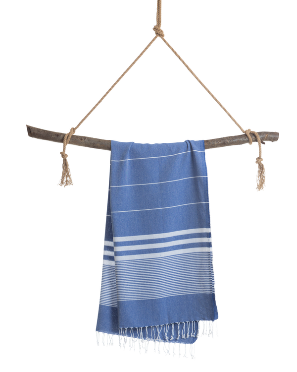 Serviette de hammam Malibu avec coffret cadeau recyclé, bleu