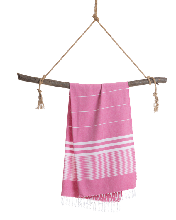 Serviette de hammam Malibu avec coffret cadeau recyclé, fuchsia