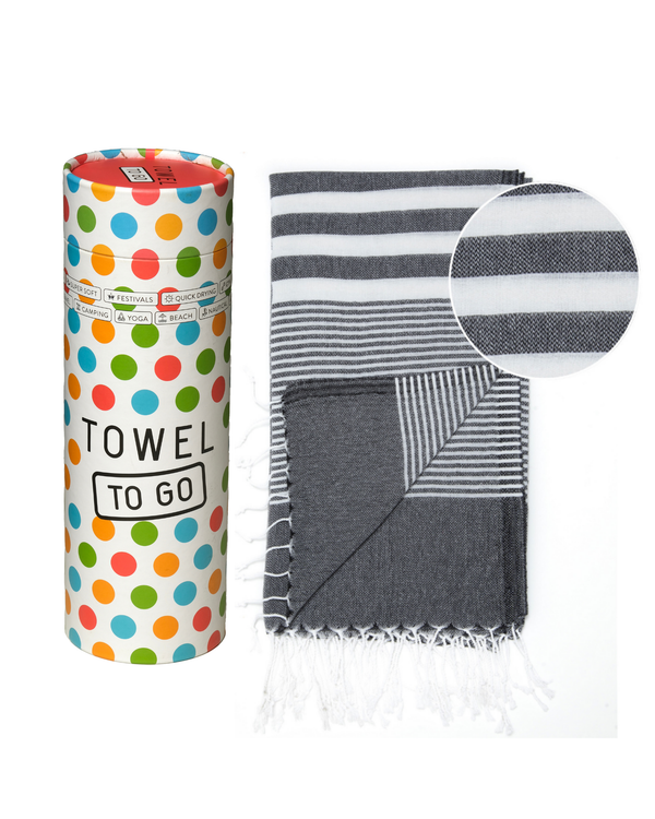 Serviette de hammam Malibu avec coffret cadeau recyclé, noire