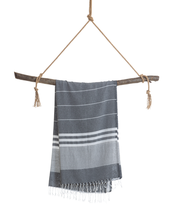Serviette de hammam Malibu avec coffret cadeau recyclé, noire