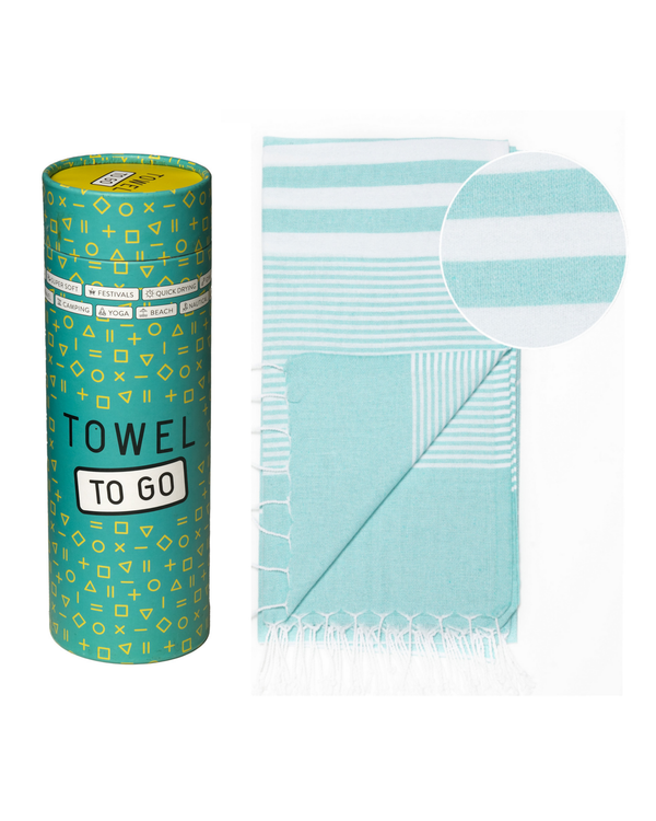 Serviette de hammam Malibu avec coffret cadeau recyclé, turquoise