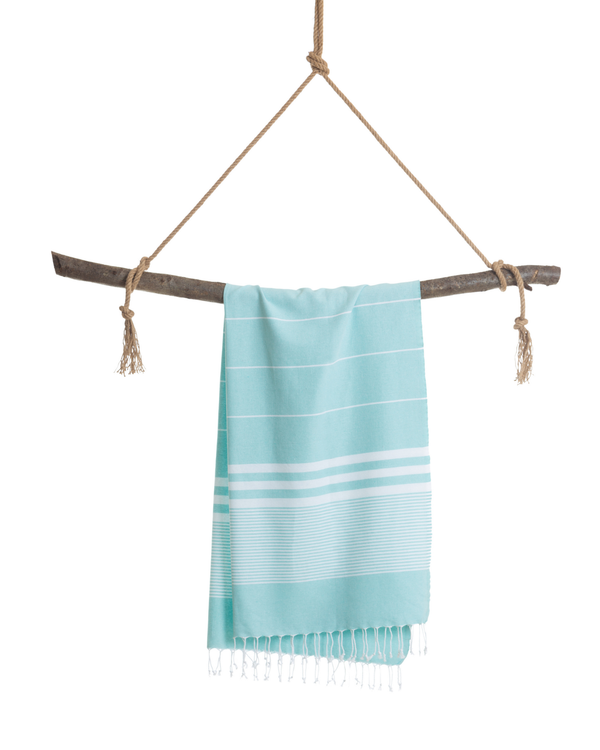 Serviette de hammam Malibu avec coffret cadeau recyclé, turquoise