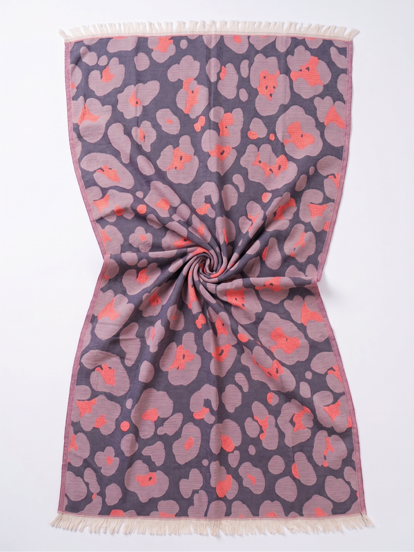 Towel to Go Quick Dry Cotton Towel in Lavender and Coral from the Neon Safari Collection.