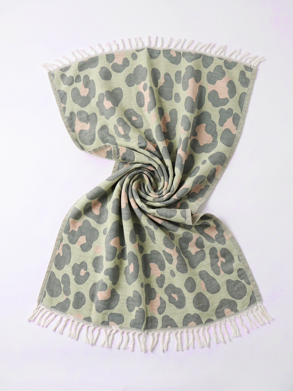 Towel to Go Quick Dry Cotton Towel in Sage and Blush from the Neon Safari Collection.