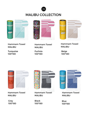 Towel to Go Malibu collection of quick-dry beach towels.