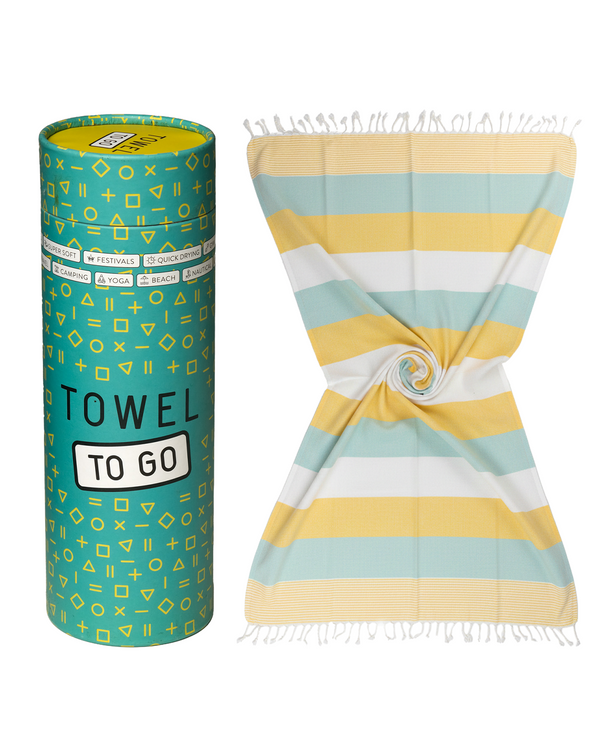 Palermo Quick-Dry Beach Towel with Gift Box – Mint / Yellow
