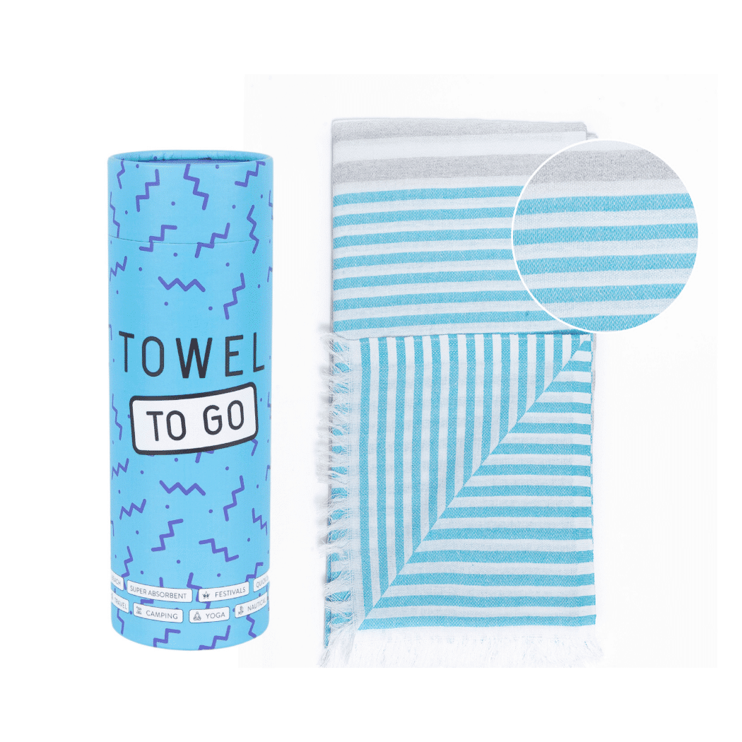 Towel to Go Bali Hammam Beach Towel Blue Grey