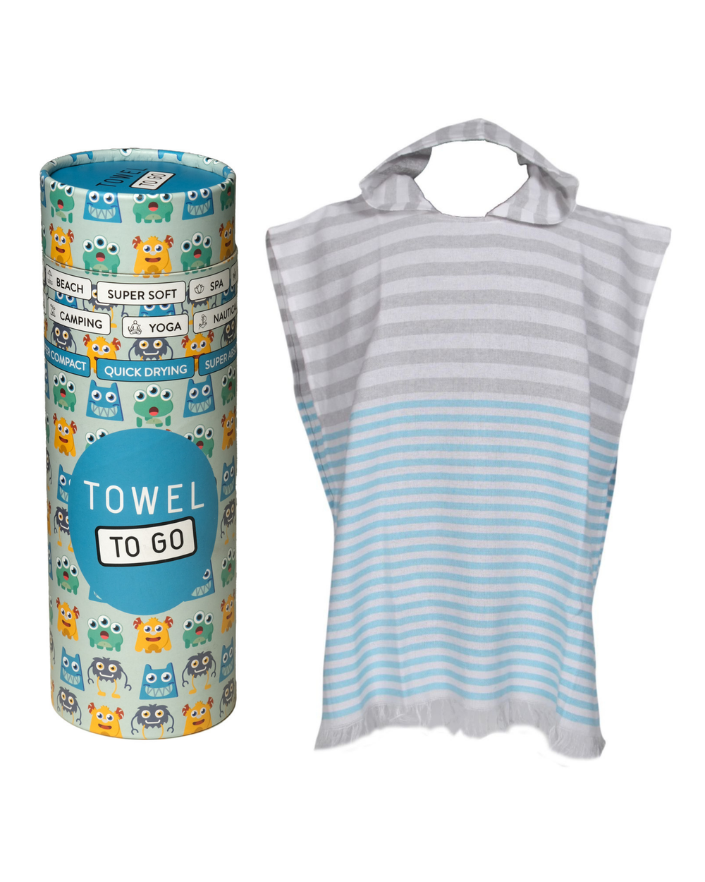 Playa Kids Poncho Towel with Recycled Gift Box, Blue