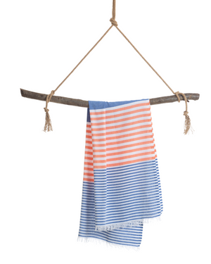 Towel to Go Bali in Royal and Orange quick-dry beach towel.