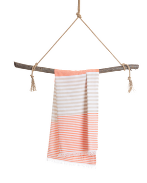 Towel to Go Bali in Orange and Beige quick-dry beach towel.