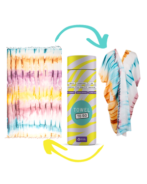 Batik Strandtuch Kimono mit Geschenkbox – Lila & Blau, 100 % Baumwolle