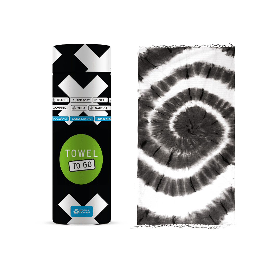 Towel to Go Tie Dye Beach Towel Black