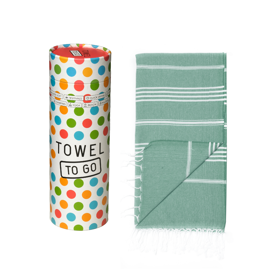 Towel to Go Capri Hammam Towel with Recycled Gift Box, Aqua