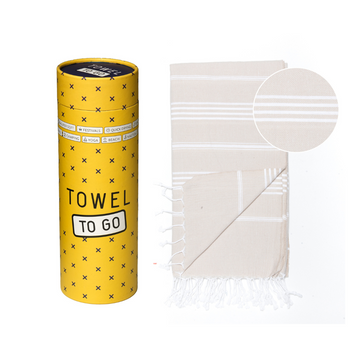 Towel to Go Capri Hammam Towel with Recycled Gift Box, Beige