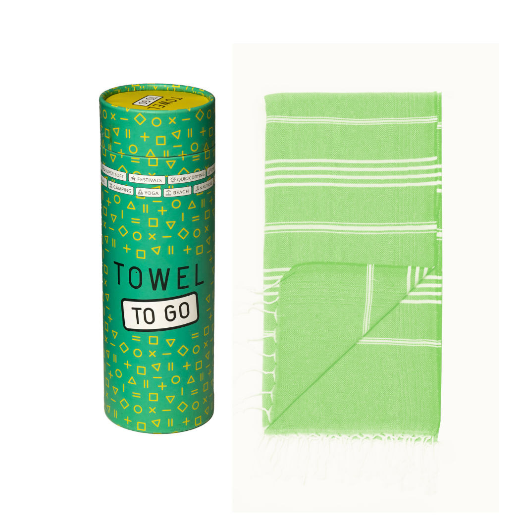 Towel to Go Capri Hammam Towel with Recycled Gift Box, Green