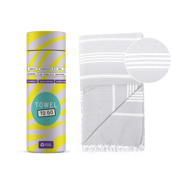 Towel to Go Capri Hammam Towel with Recycled Gift Box, Gray