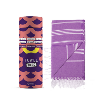 Towel to Go Capri Hammam Towel with Recycled Gift Box, Purple