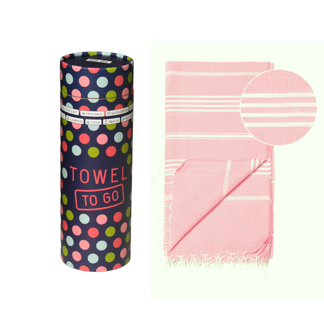 Towel to Go Capri Hammam Towel with Recycled Gift Box, Pink