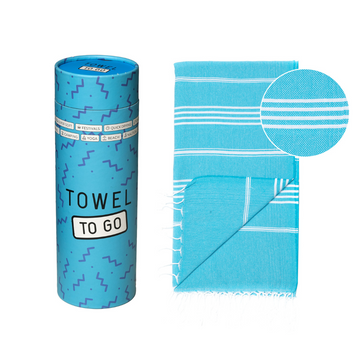 Towel to Go Capri Hammam Towel with Recycled Gift Box, Turquoise