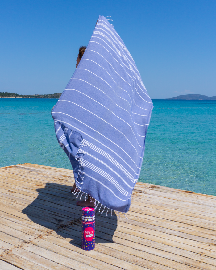 Ipanema Ozeanblau – Schnelltrocknendes Strandtuch aus Baumwolle